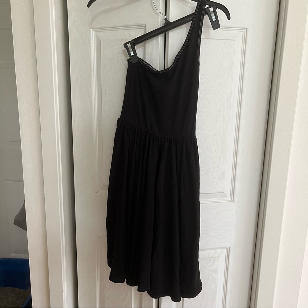 American apparel one shoulder black dress one size